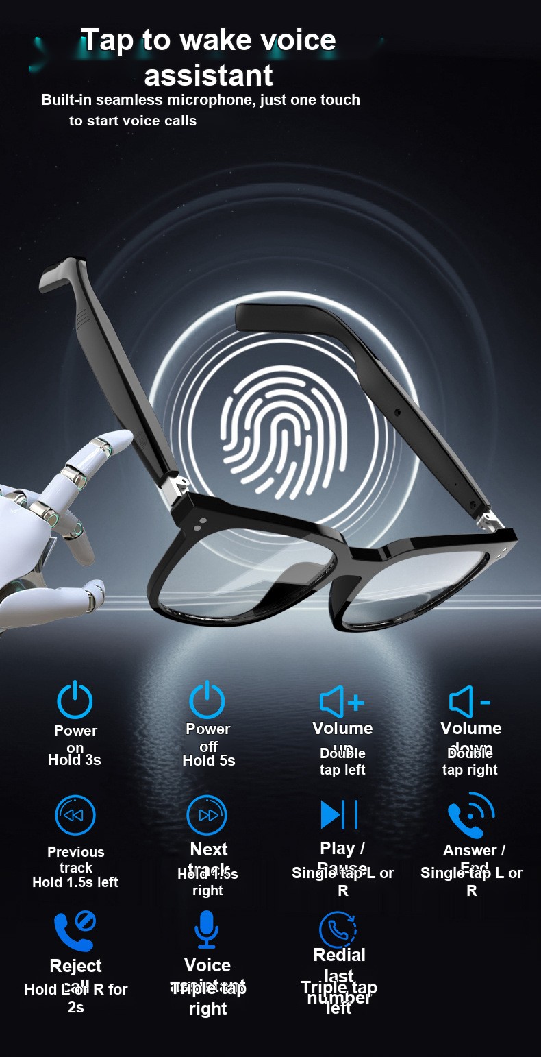 SG19-PRO Audio Glasses — Open-ear Bluetooth, 7h Playback