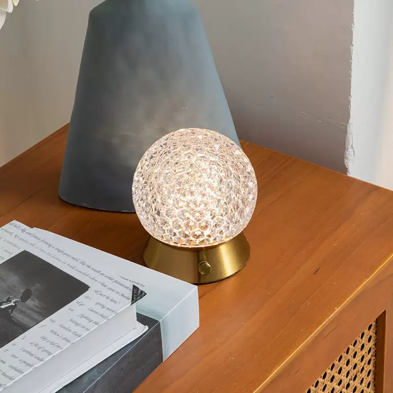 New Creative Crystal Ball Table Lamp – USB Rechargeable LED Ambient Night Light for Bedroom Bedside, Decorative Desk Lamp