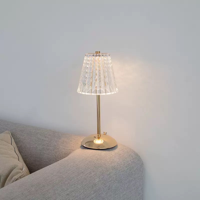 Nordic Style Viral Crystal Table Lamp – Minimalist Luxury Aluminum Alloy LED Lamp, Rechargeable Bedside Night Light for Bedroom